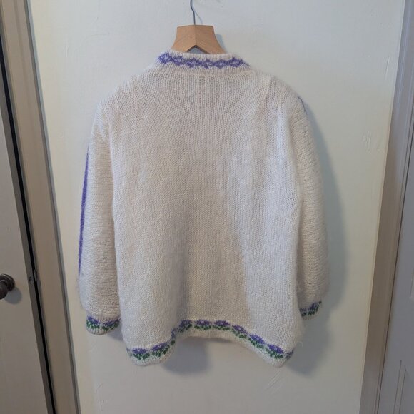 Vintage Mohair Jacket Wool Knit Irish Cottagecore Dopamine Dressing Boho Floral - Picture 5 of 11